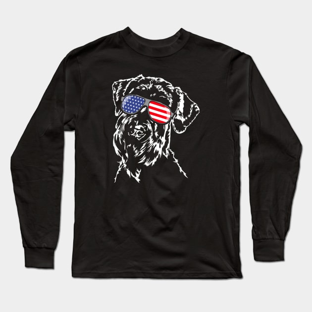 Giant Schnauzer American Flag patriotic dog Long Sleeve T-Shirt by wilsigns